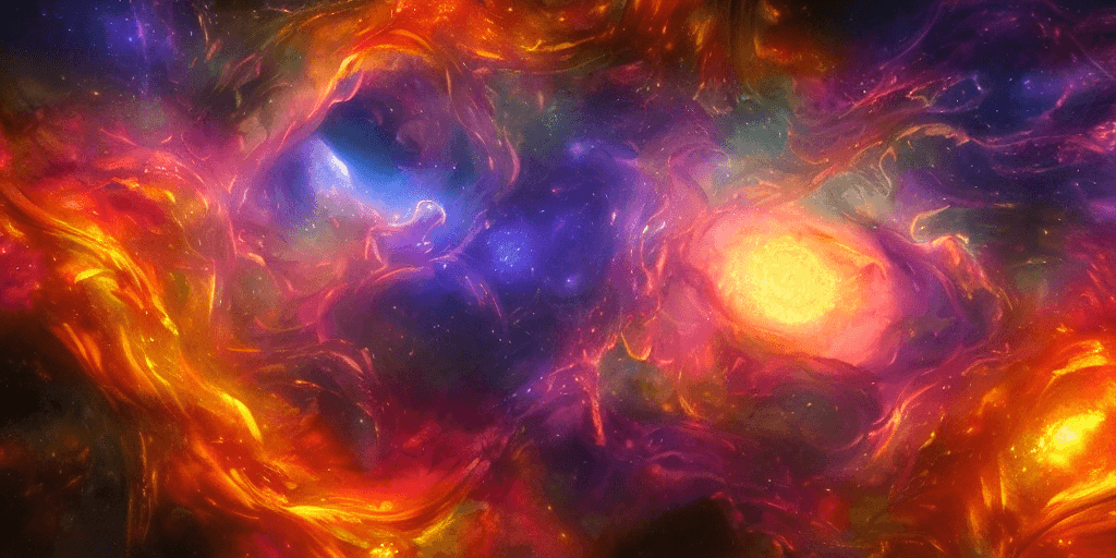 AI generated: raytraced render and digital painting a scene of complete madness, by  kinkade, cosmic entities, cel...