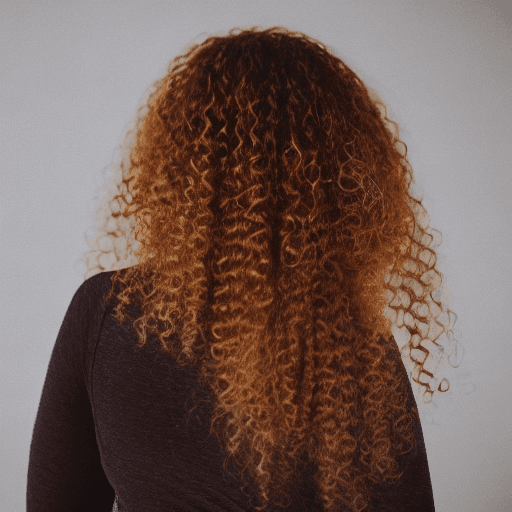 AI generated: Portrait of a beautiful lady, with natural color hair, curly hair, view from back, film grain, high ...