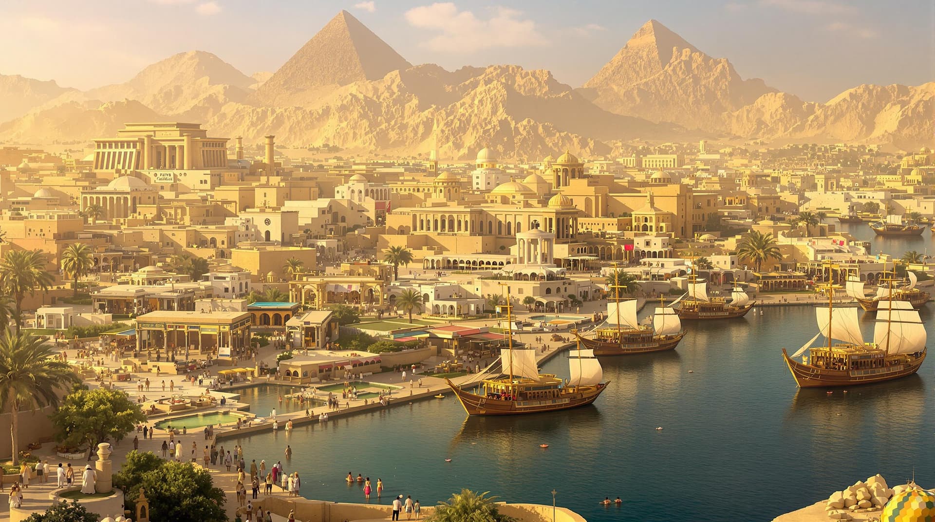 AI generated: The year is 300 BC (all people with ancient egyptian etire)
- The flat landscape in ancient egypt
- ...