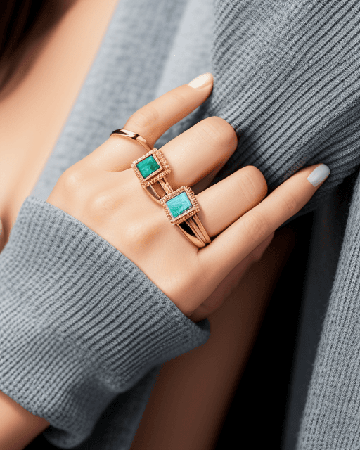 AI generated: a jewelry design, statement-themed ring, gemstones and diamonds, luxury, closeup, product view, tren...