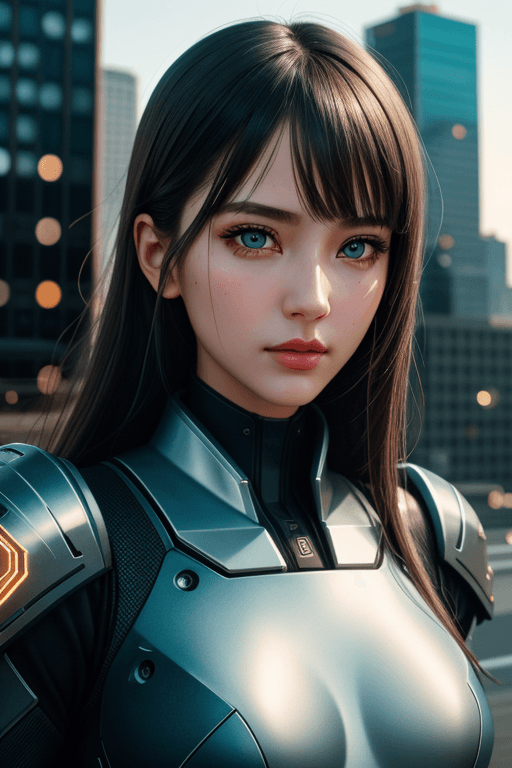 AI generated: Girl cyber-angel. Beautiful face. Slender body. Realistic face. Beautiful eyes. Detailed face. Detai...