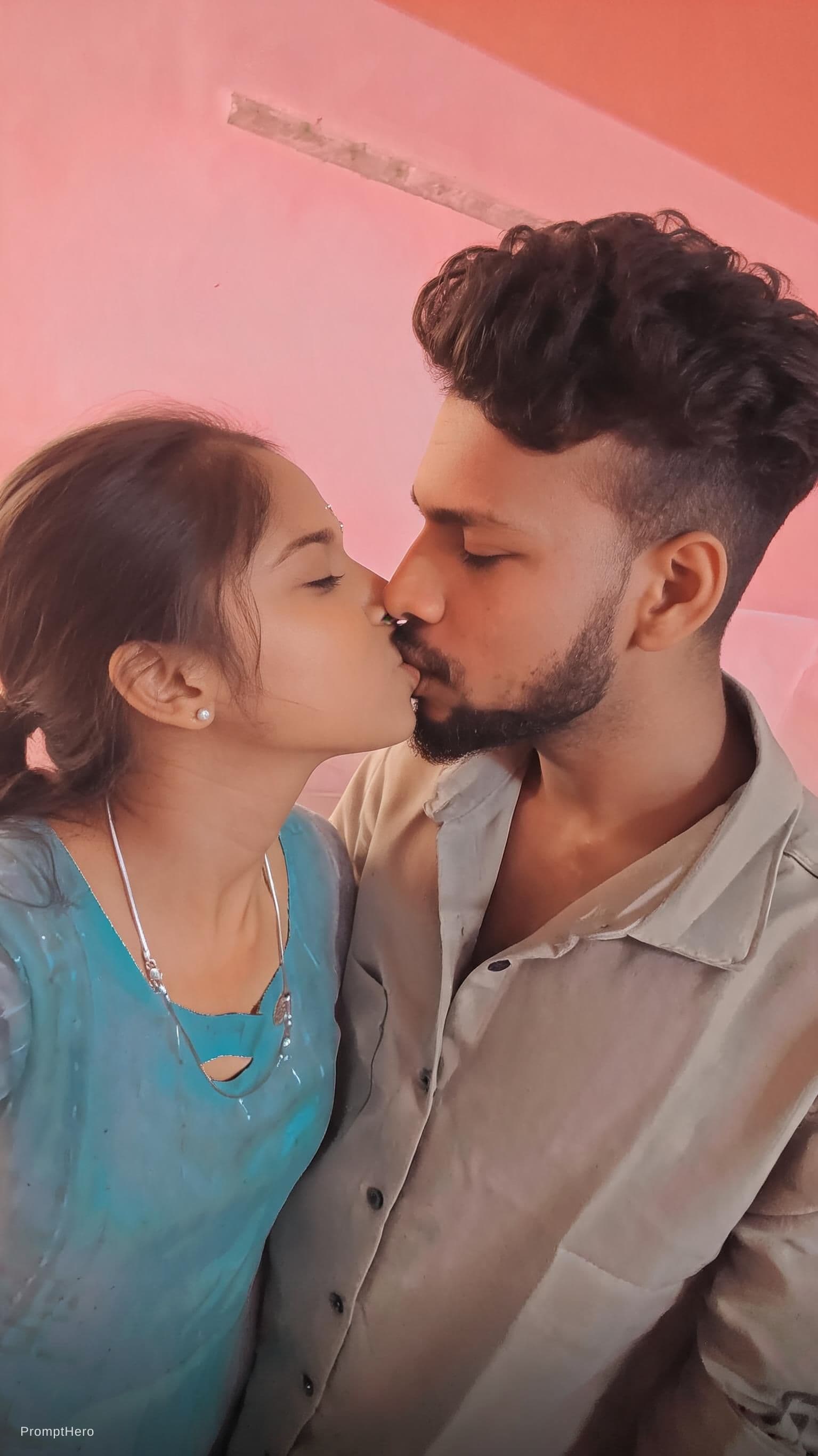 AI generated: Kissing hot of romantic couple 