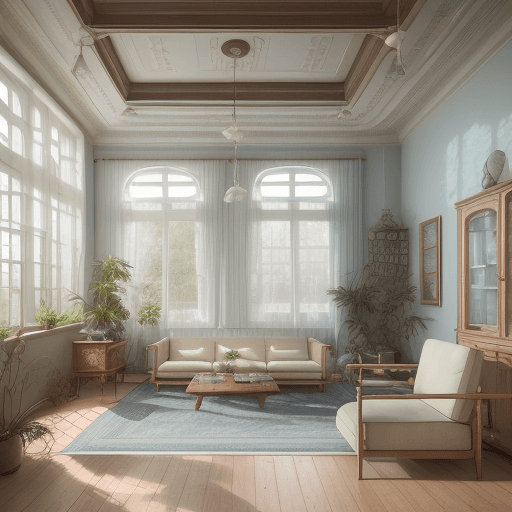 AI generated: High resolution photography interior design, dreamy sunken living room conversation pit, wooden floo...