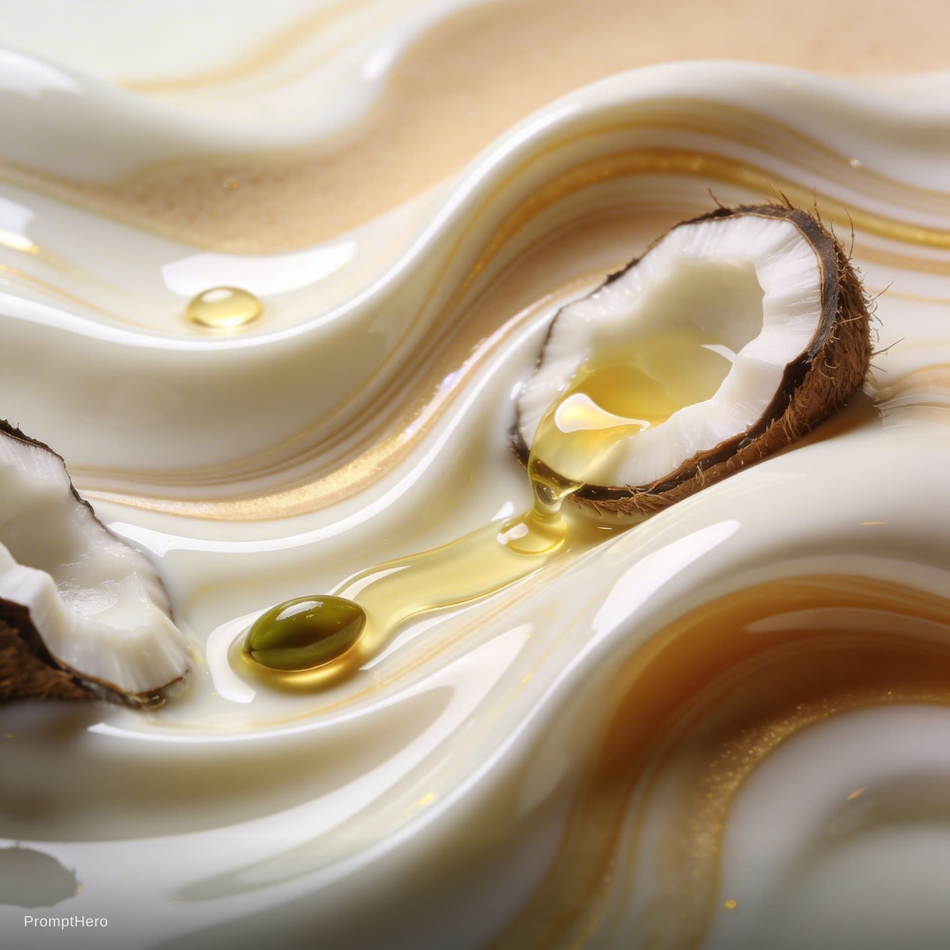 AI generated: A high-end abstract fluid composition with smooth, continuous flowing liquid waves and elegant marbl...