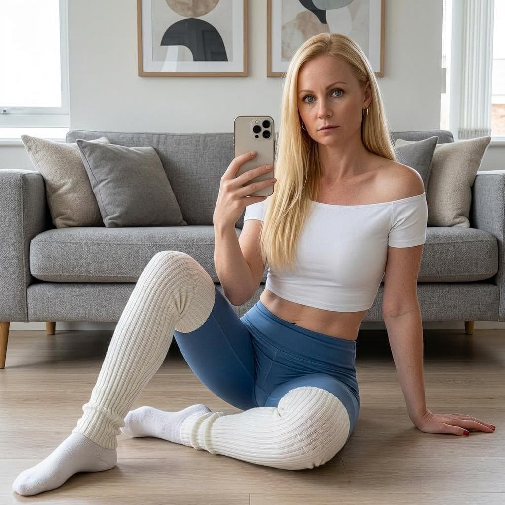 AI generated: Create an ultra-realistic and highly detailed image of a young woman sitting on the floor in a cozy,...