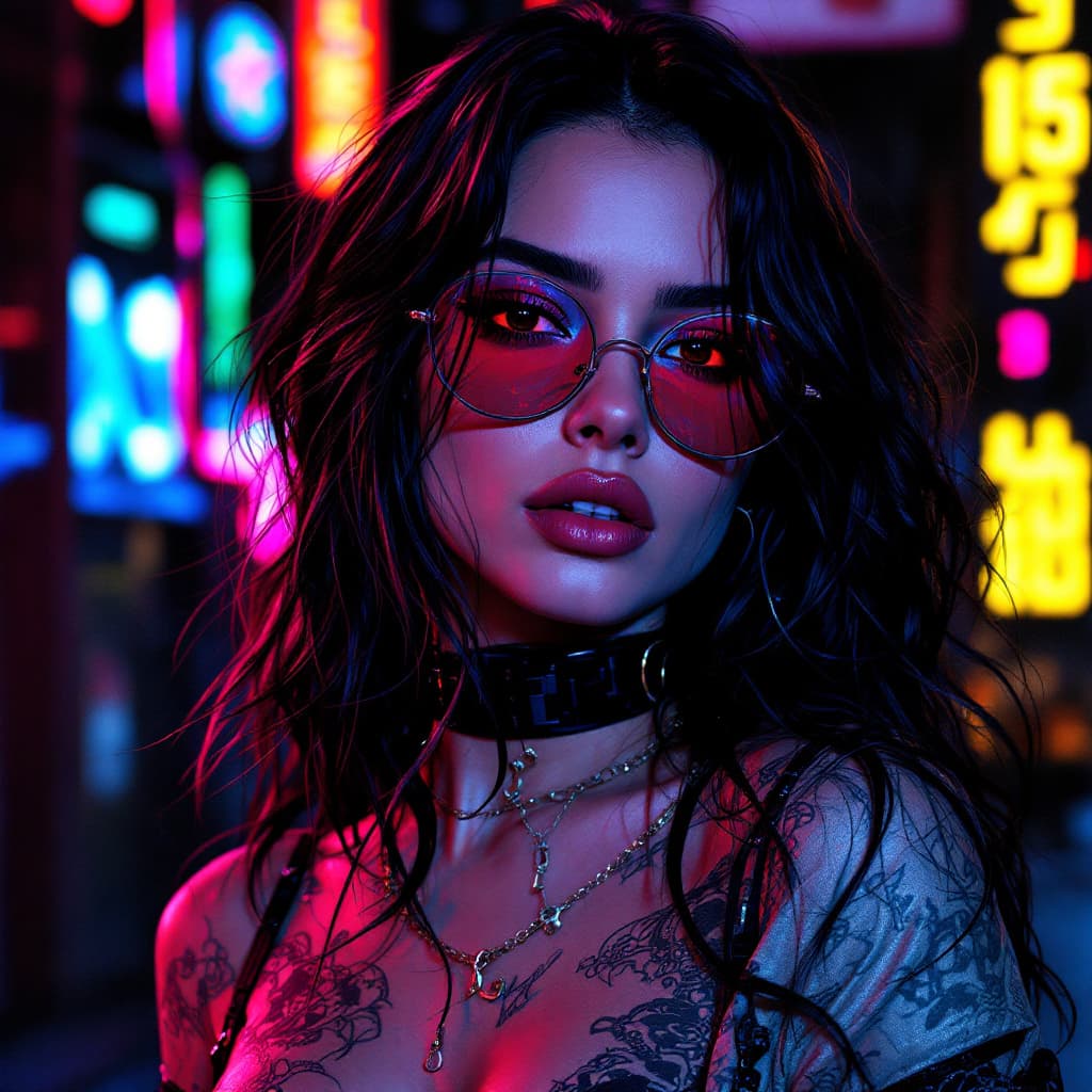 AI generated: https://s.mj.run/kPXAdpGT3PQ using this image draw up a latina chick that belongs to they cyberpunk ...