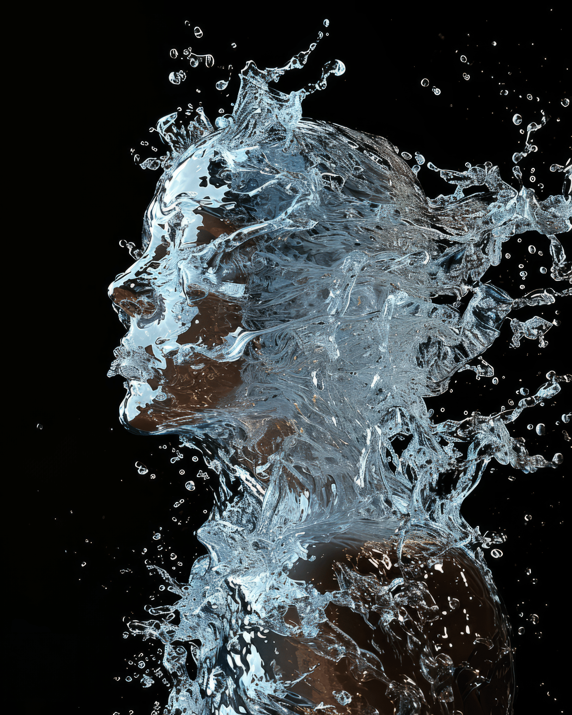 AI generated: Water texture for autodesk animation female genesis 2015, water texture for hair, in the style of ho...