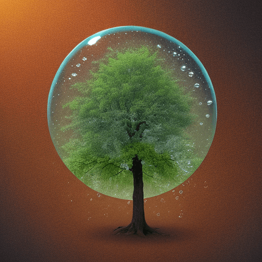 AI generated: image of a tree full of rising bubbles