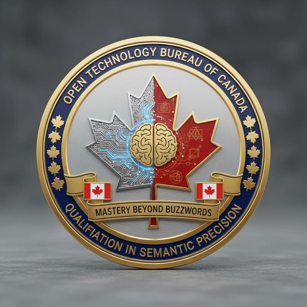 AI generated:  Create a professional badge that signifies a qualification from the Open Technology Bureau of Canad...