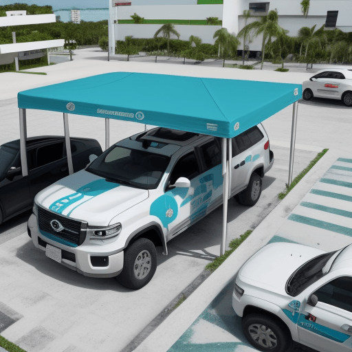 AI generated: Un estacionamiento para la Universidad de Chetumal UQROO, desde una perspectiva tercera persona, El ...