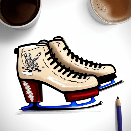 AI generated: ice skates drawing on coffee cup