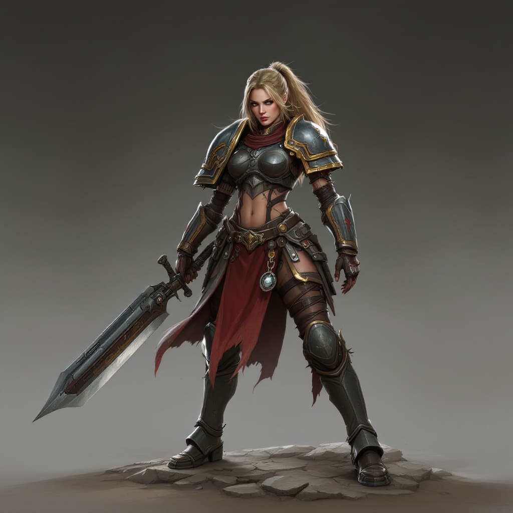 AI generated: Warhammer 40K female version warrior