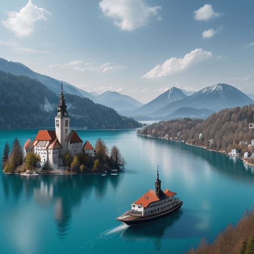 AI generated: Craft a vivid prompt that invites readers to explore the magical beauty of Lake Bled. Describe the t...