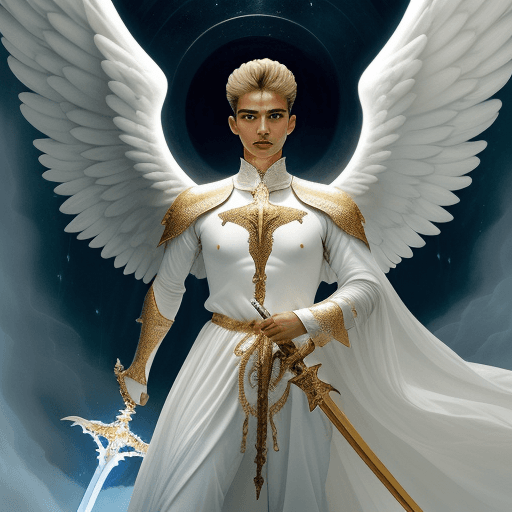 AI generated: angel migel photo, an exquisite portrait of angel miguel in his celestial form, the image captures h...