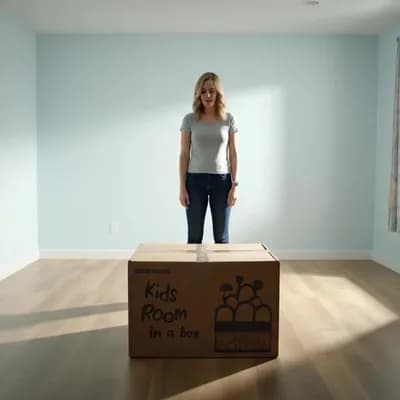 AI generated video: 
  "scene and action": "A woman stands in a completely empty kids bedroom in the morning light. A se...