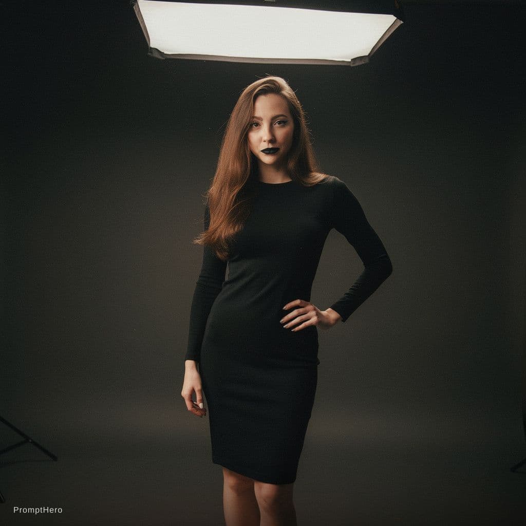 AI generated: Totally naked, standing seductively in a completely dark room illuminated only by soft lighting from...