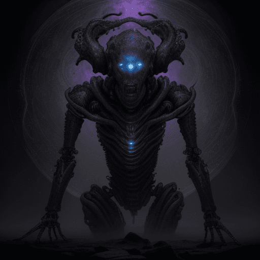 AI generated: Cosmic horror no lovecraft, hd picture, bio robot being god flesh and robot 