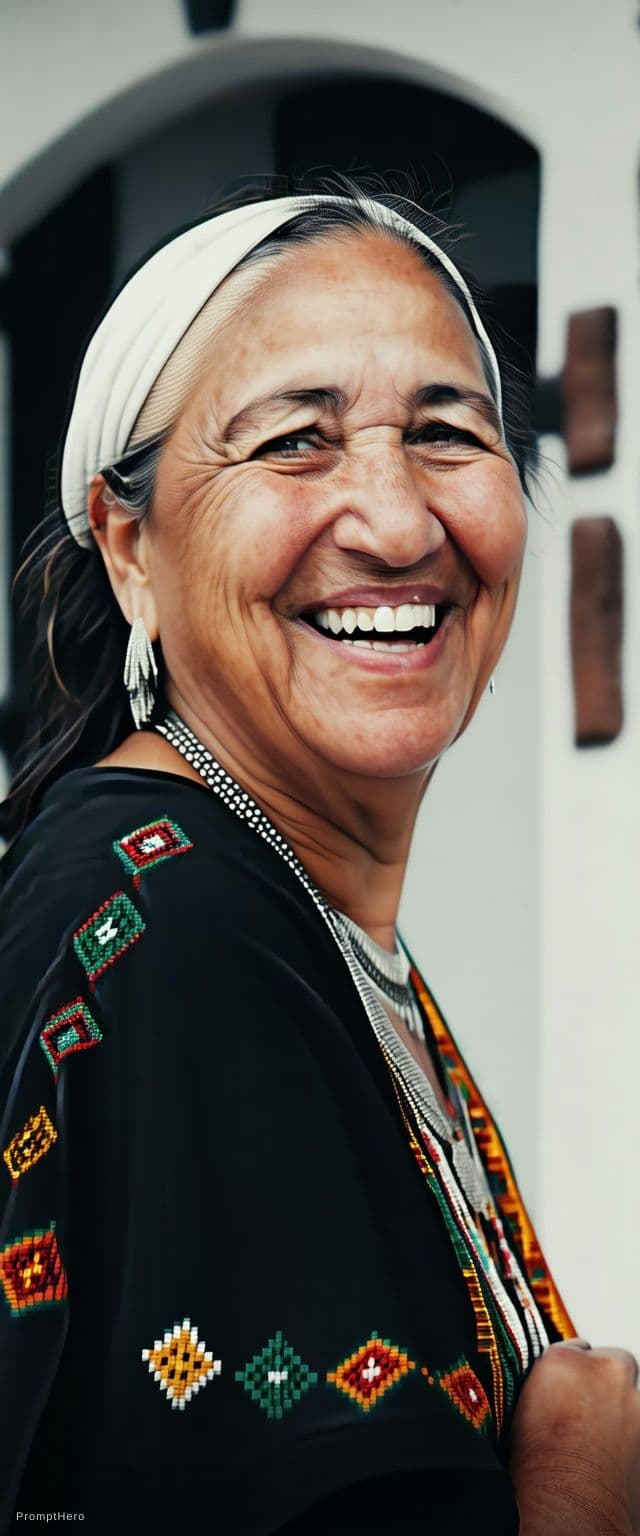 AI generated: dark background, dramatic light, backlight, rim lighting, (chubby:0.3), mexican woman 44yo, laughing...