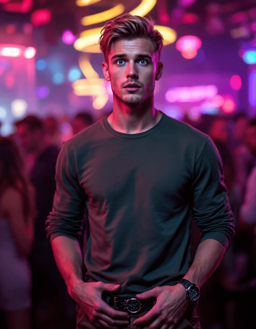 AI generated: Hyper-realistic full body photograph of a handsome blond Russian man, short burst-taper hairstyle, c...