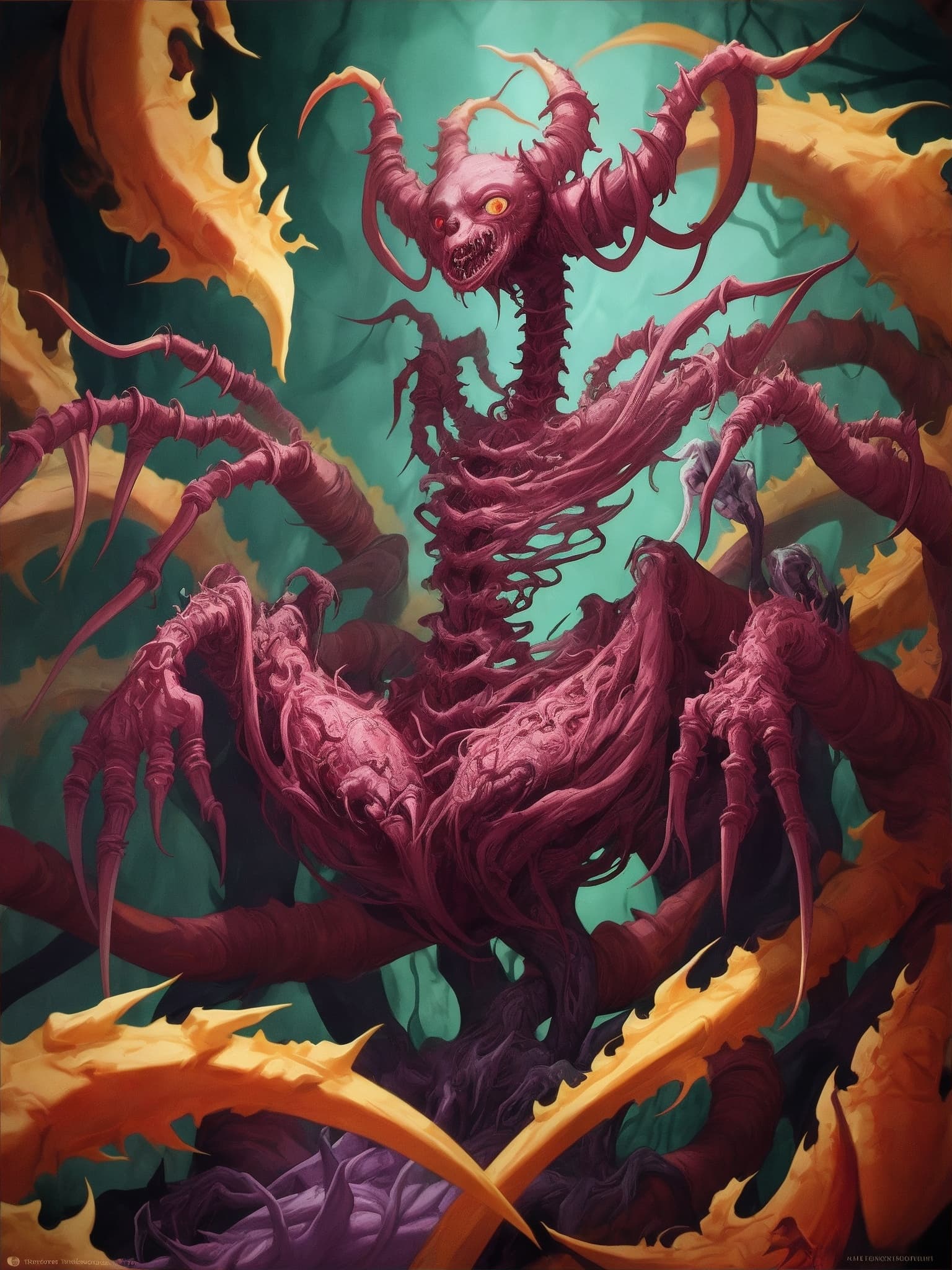 AI generated: In a twisted blend of supernatural and grotesque, a nightmarish digital pet takes form, its body an ...