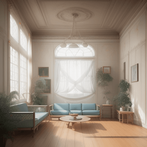 AI generated: High resolution photography interior design, dreamy sunken living room conversation pit, wooden floo...