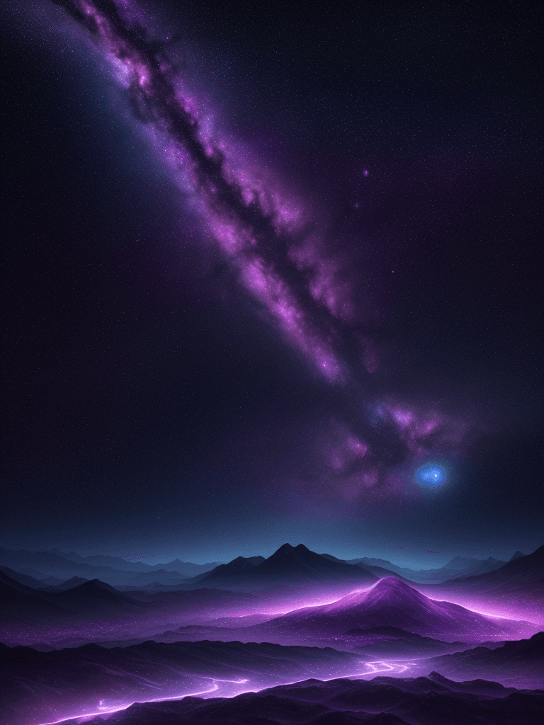 AI generated: A vast and stunning celestial landscape, glowing stars and nebulae swirling across the night sky, mo...