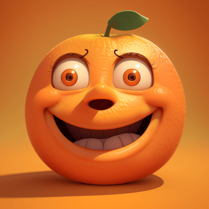 AI generated: A happy smile cartoon orange fruit, Pixar Style, perfect composition, 8k artistic photography, photo...