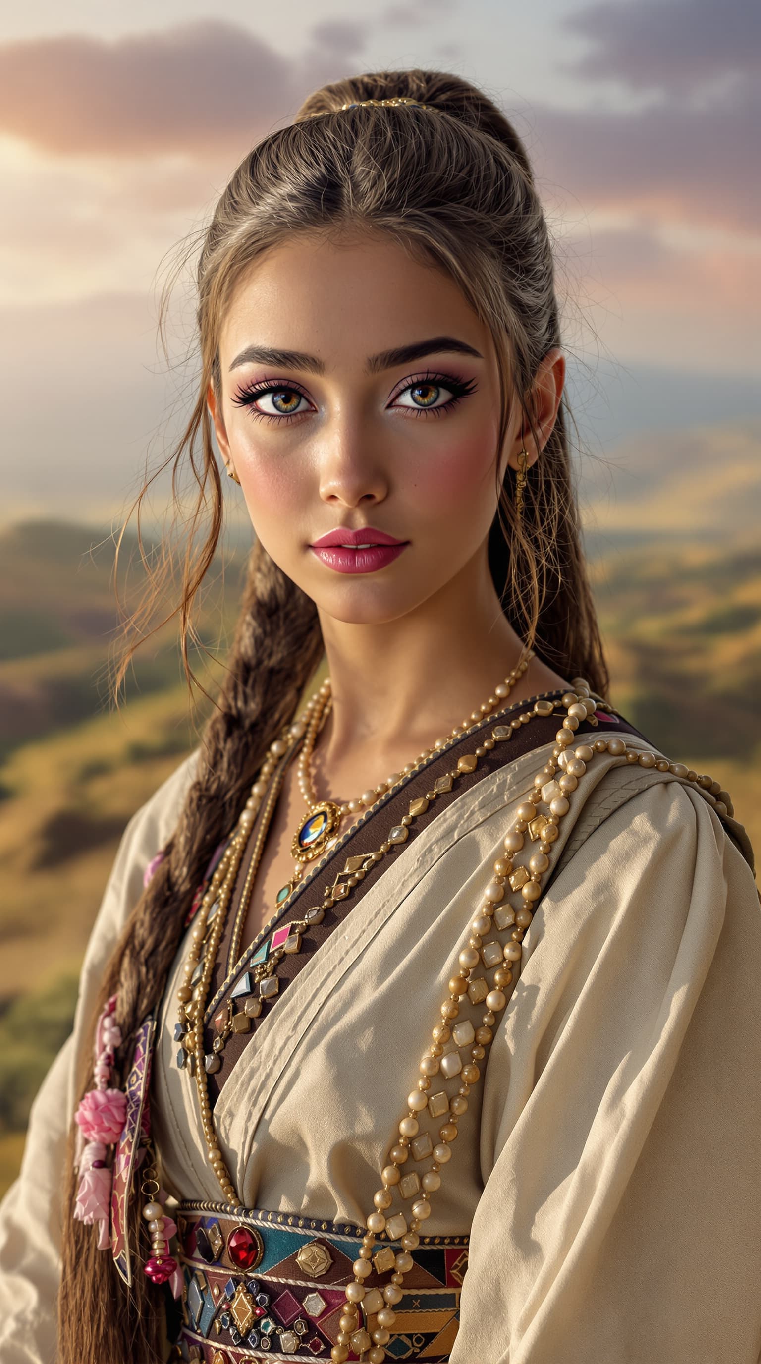 AI generated: A professional photograph showcasing one of the most stunning tween girl globally, Egyptian, with in...