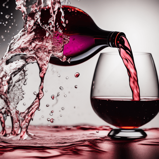AI generated: an amazing photo of a pouring ruby wine in a traditional wine glass, food photography, gourmet, f2.8...