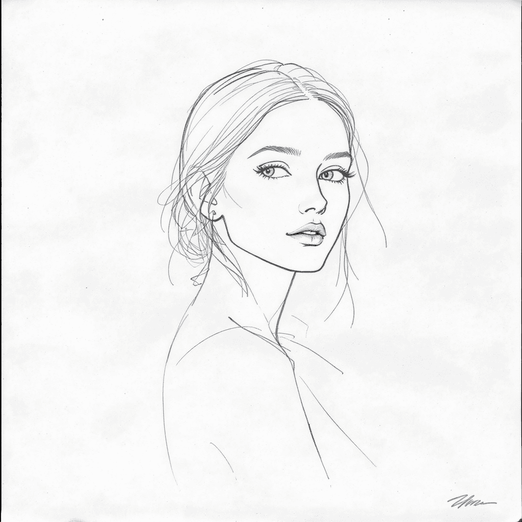 AI generated: A minimalist sketch of a woman, delicate, very basic line drawing, minimal, abstract --chaos 25 --ar...