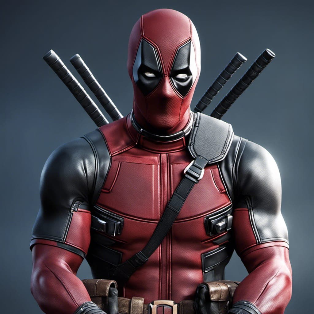 AI generated: Portrait of Deadpool, glare pose, detailed, intricate, full of colour, cinematic lighting, trending ...