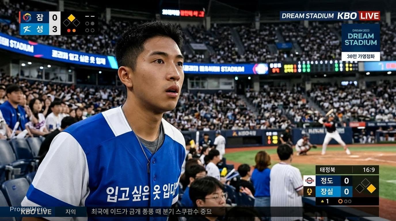 AI generated: "realistic sports broadcast screenshot-style documentary photo set in the spectator stands of a Kore...