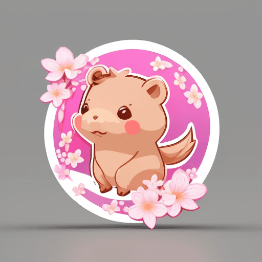AI generated: 3D Logo for online shop vector style, matrix, cute, pink, galaxy kwai, flashes combined with capybar...