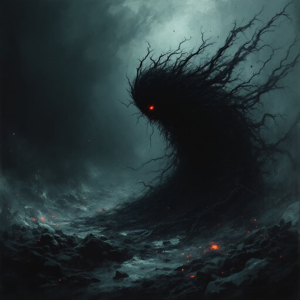 AI generated: I'd rather feel pain than nothing at all, brutal composition, gloomy background, intense and dark to...
