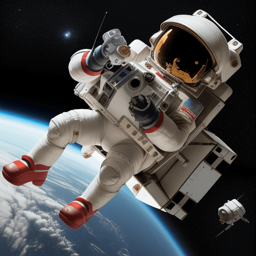 AI generated:  an astronaut girl rescuing her small robot friend
