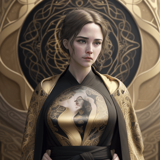 AI generated: hyper realism, beautiful, photo realistic, detailed, art nouveau, girl like Alex Garland, wearing a ...