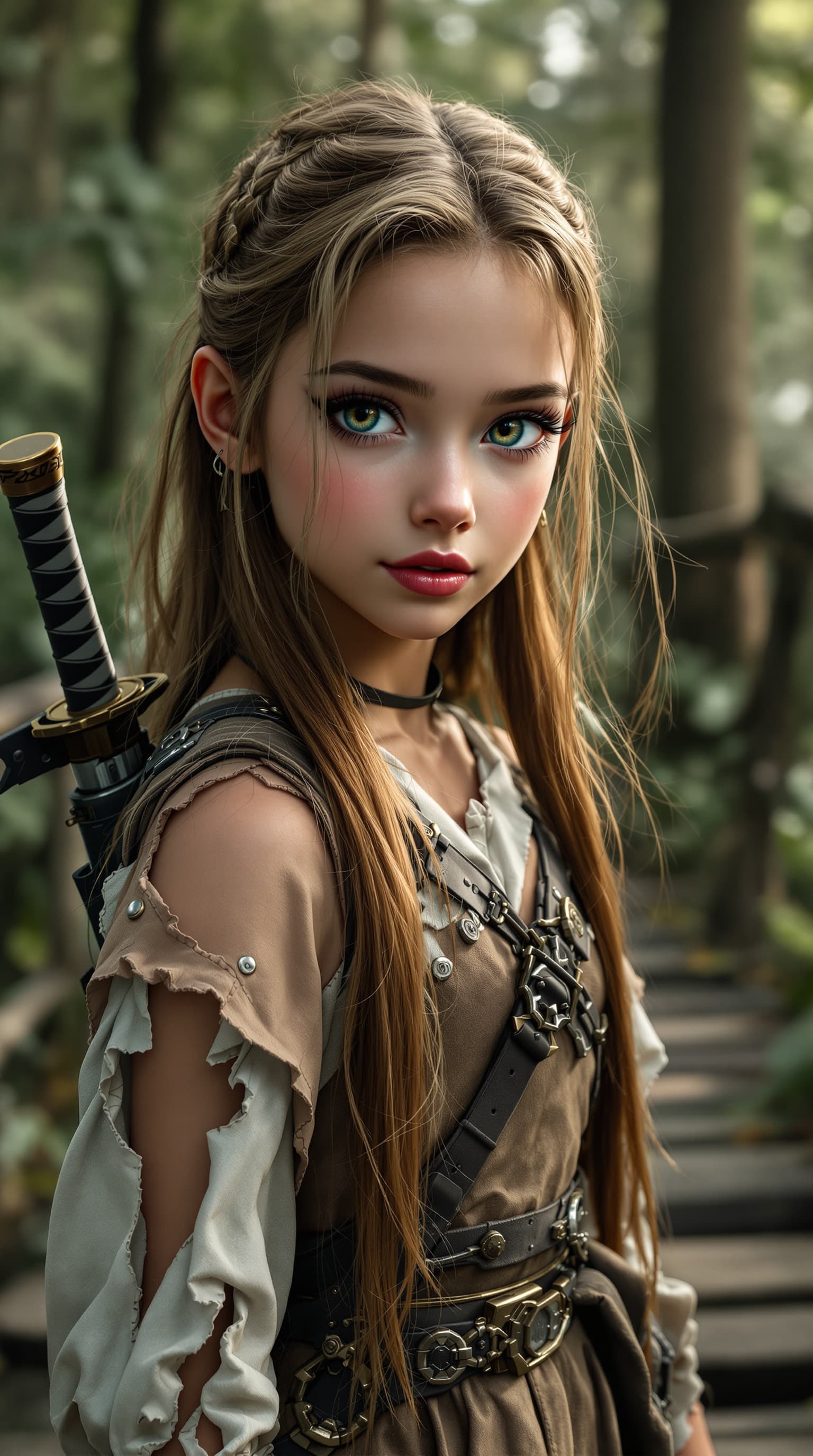AI generated: A professional photograph showcasing the world's most beautiful tween girl, captured in a highly det...