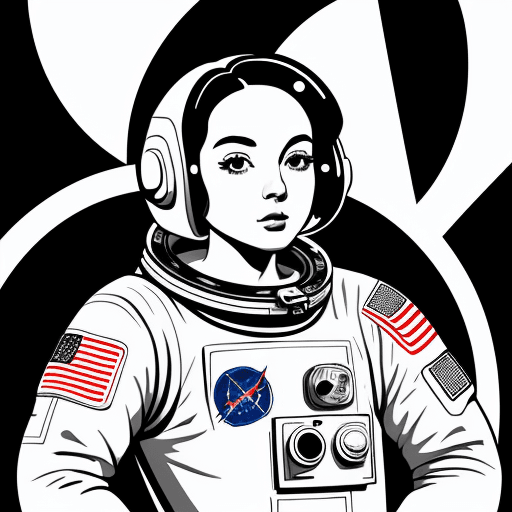 AI generated: astronaut clipart set, minimalist line art, black and white, flat pop art, spacepunk, naturalist pos...
