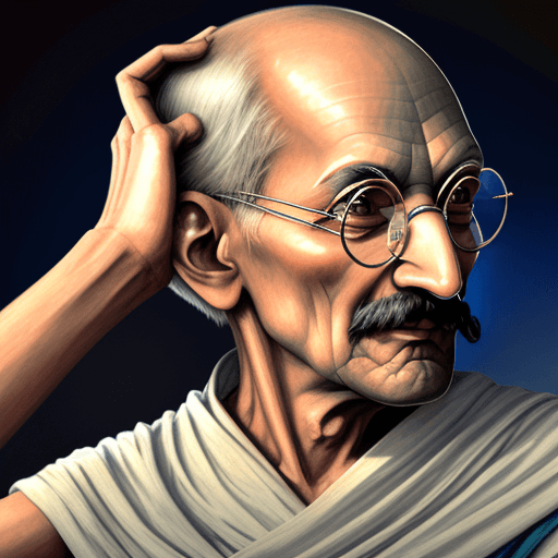 AI generated: Un retrato idealizado de mahatma gandhi, que muestre su firmeza, el retrato debe ser en colores amba...
