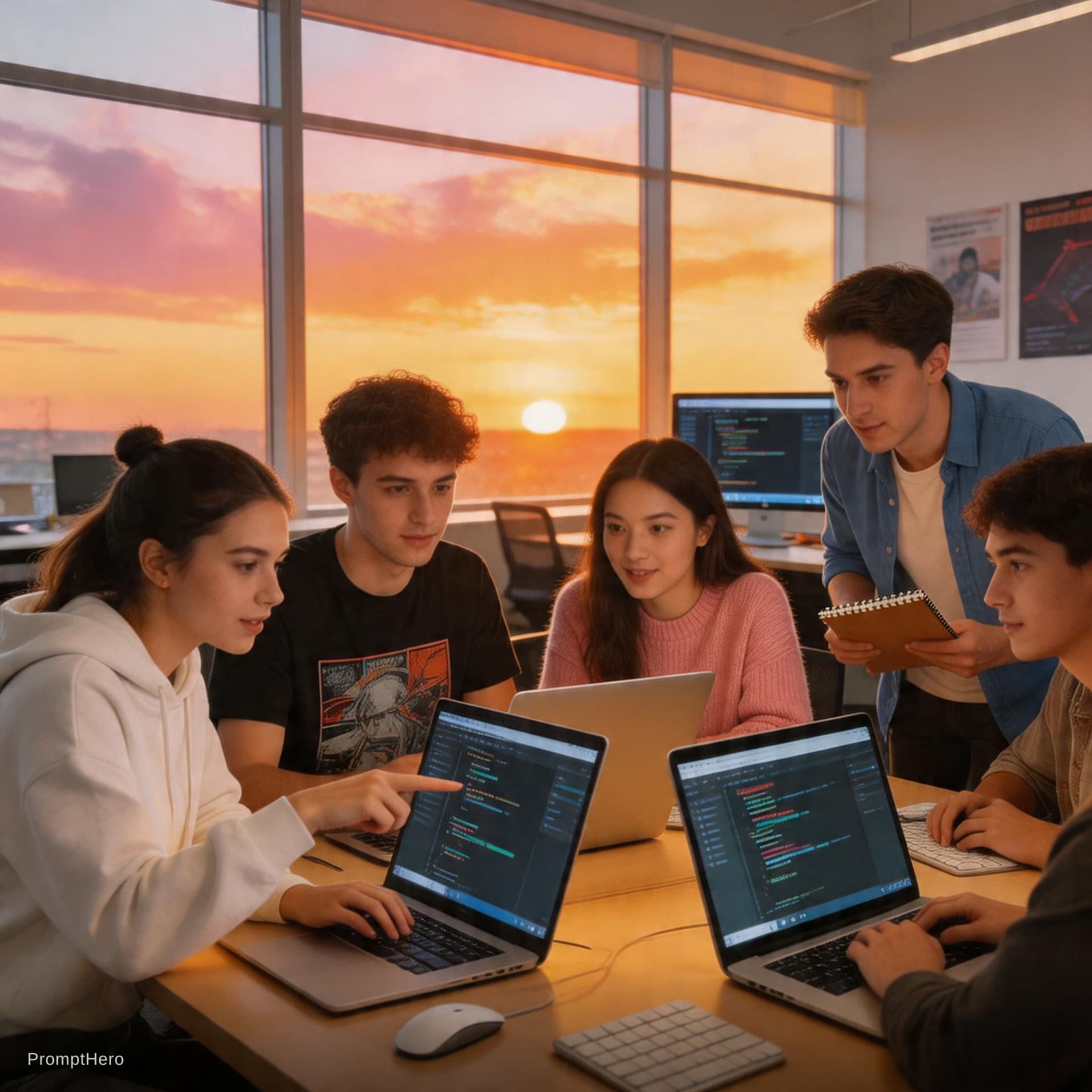 AI generated: Ok, great. I like it, except this is a group of young people working in tech So please make it young...
