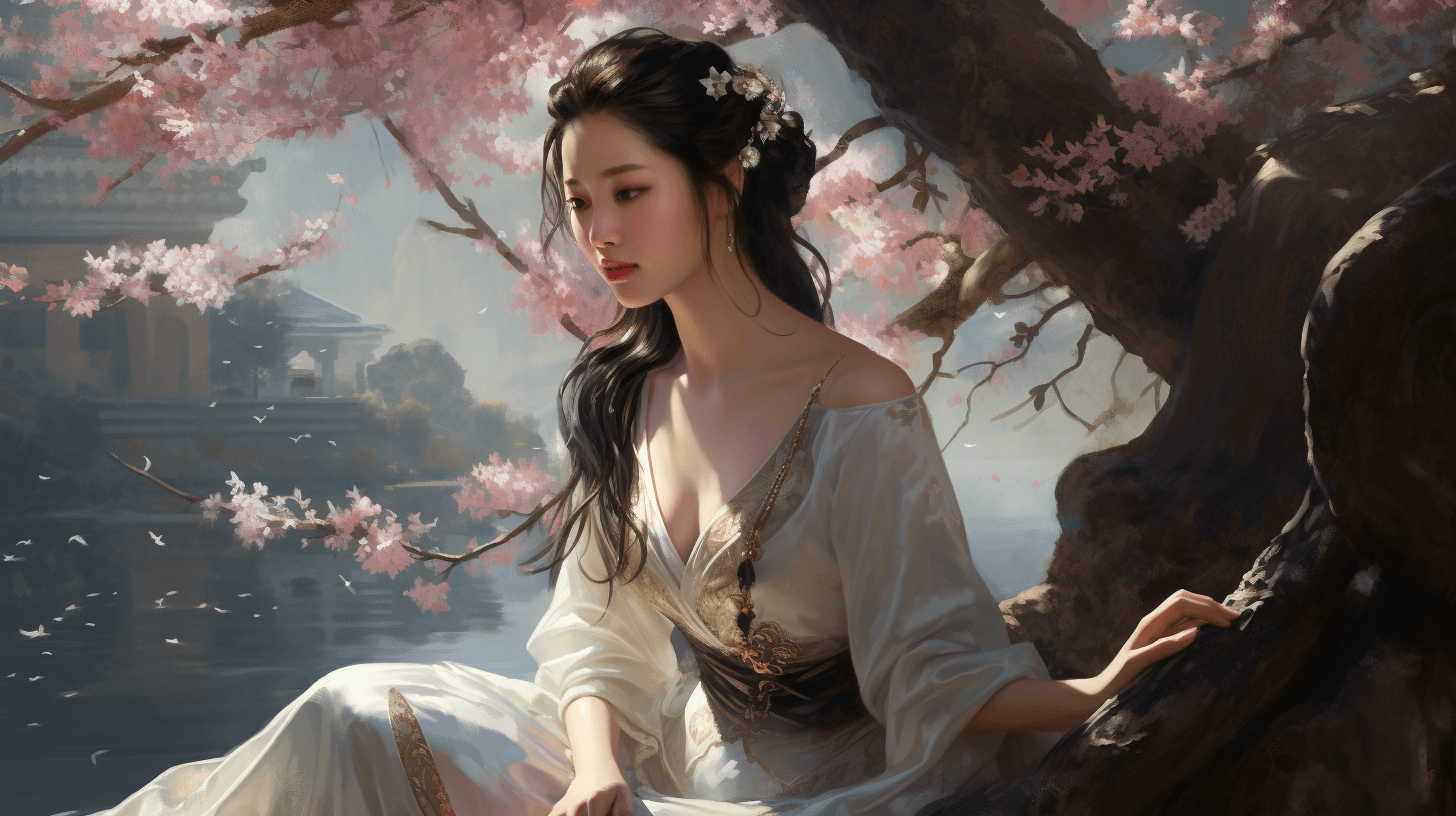 AI generated: Chinese,The Wandering Princess in the Lost Kingdom, wallpaper 4k, figurative paintings --ar 16:9