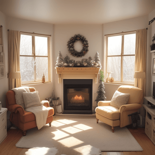 AI generated: Indoor living room scenery that feels like a real photo, sunlight shining, cozy, neatly organized, f...