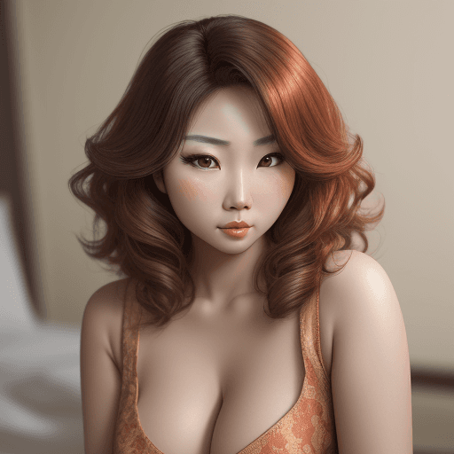 AI generated:  hyper-realistic, asian attractive woman with her hair curled, cleavage exposed, in the style of sam...