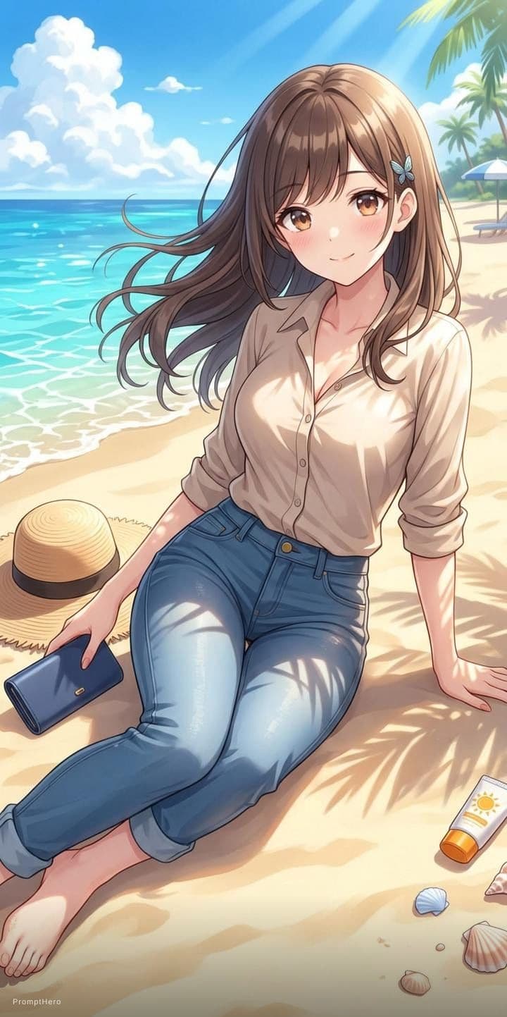 AI generated: lies on the sunny beach