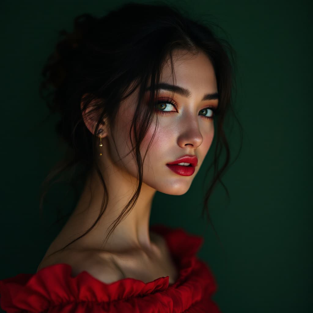 AI generated: MJ v6, Portrait photography of a woman in a red dress, in the style of unsplash photography, street ...