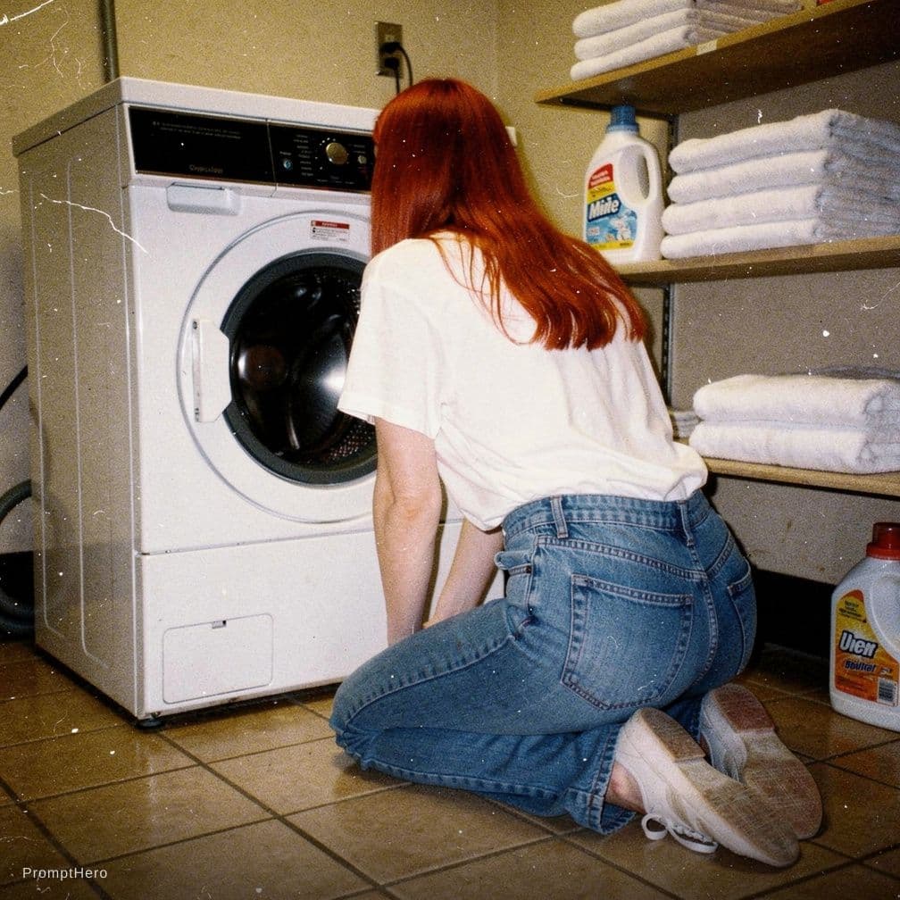 AI generated: A grainy digital photograph of the woman in the photo captured in a casual, everyday moment. Shot fr...