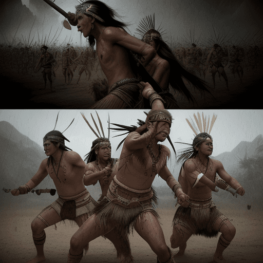 AI generated: the filipino tribe chieftain warriors,with speer and bolos in the epic battle with his warriors, in ...