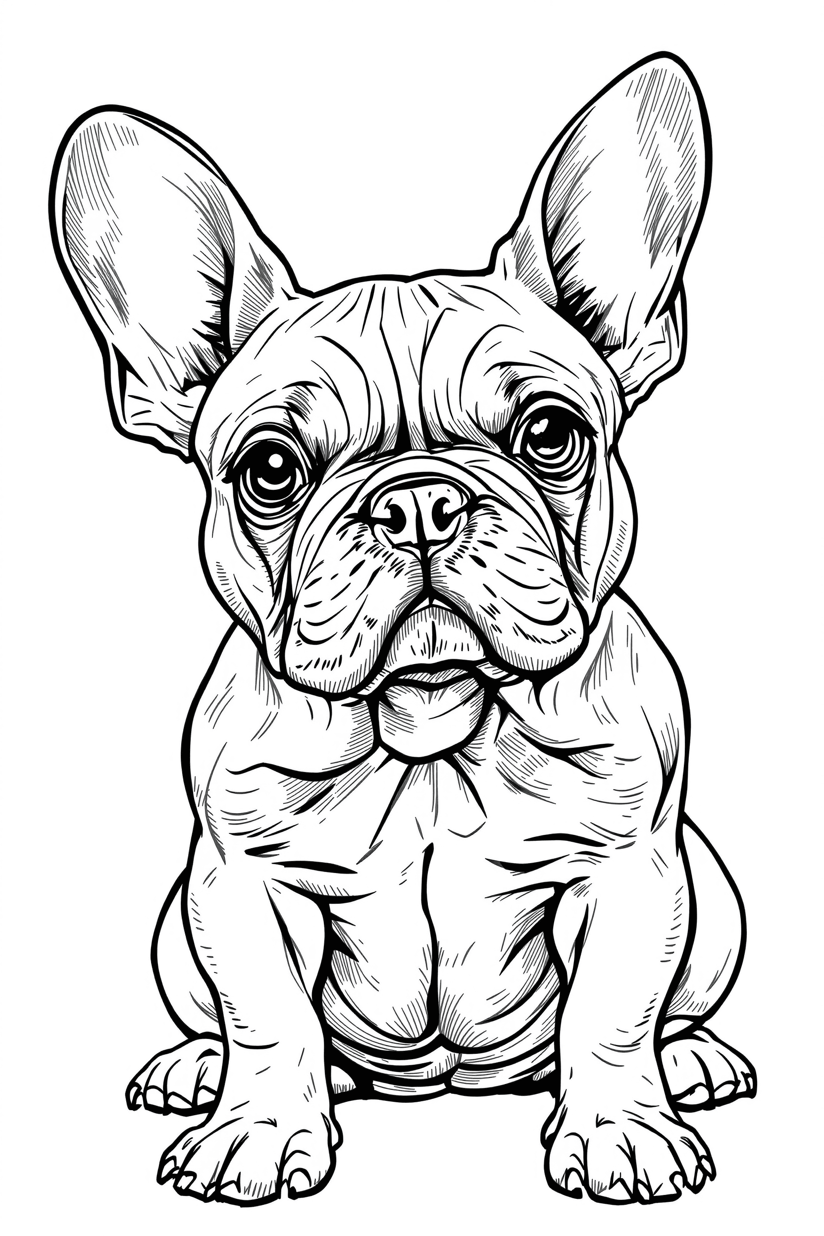 AI generated: cute French bull dog, black lines white background, clean simple line art, no background, clean colo...