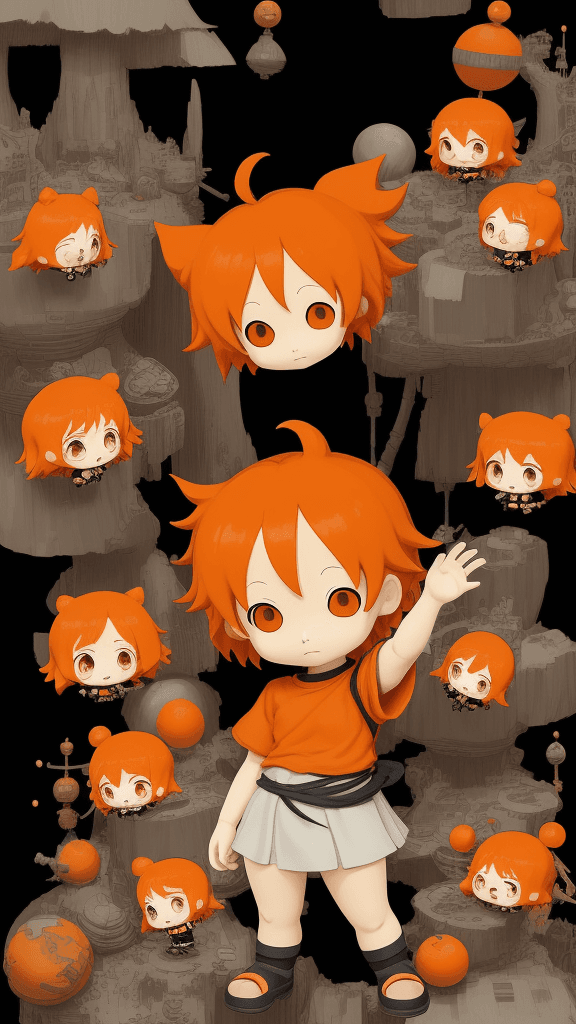 AI generated: Studio Ghibli 16k4d rfktrstyle"orange chibi In a disordered pose in a chaotic background" <lora:Vut_...