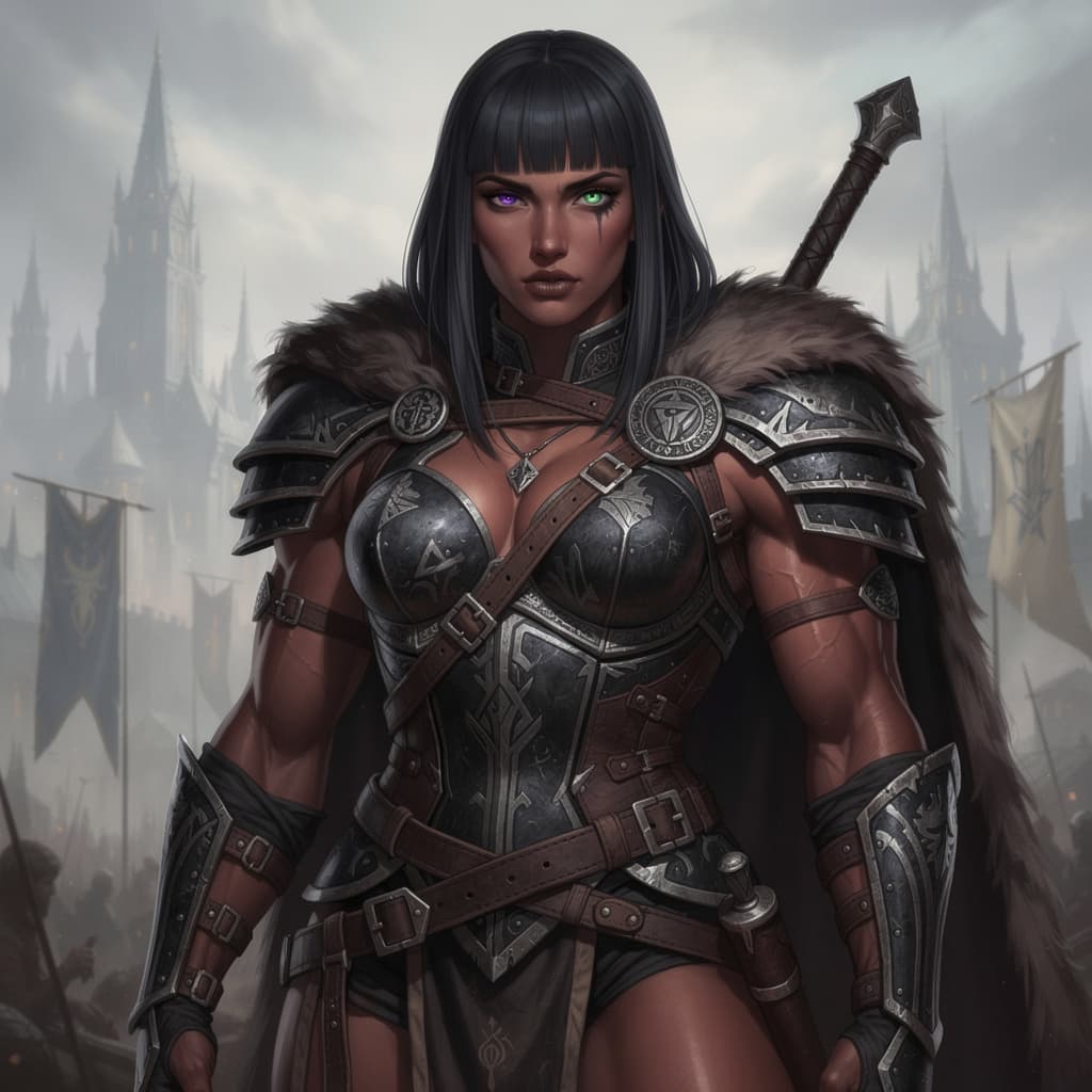 AI generated: Mid-evil fantasy world, Wheel of Time   
- Towering and muscular, standing nearly seven feet tall wi...